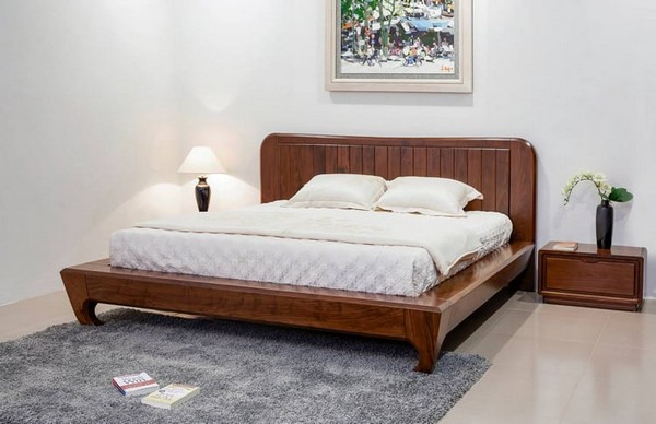 Mẫu giường ngủ gỗ tự nhiên hiện đại
