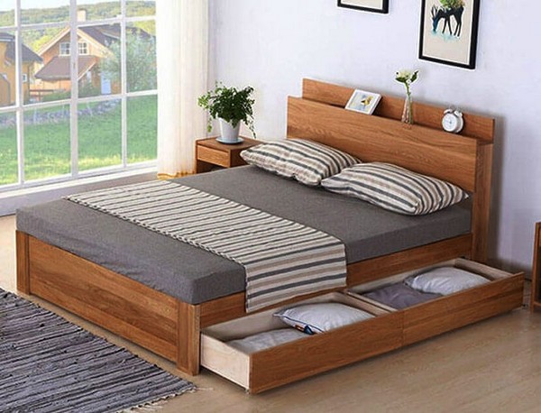 Mẫu giường ngủ gỗ tự nhiên hiện đại